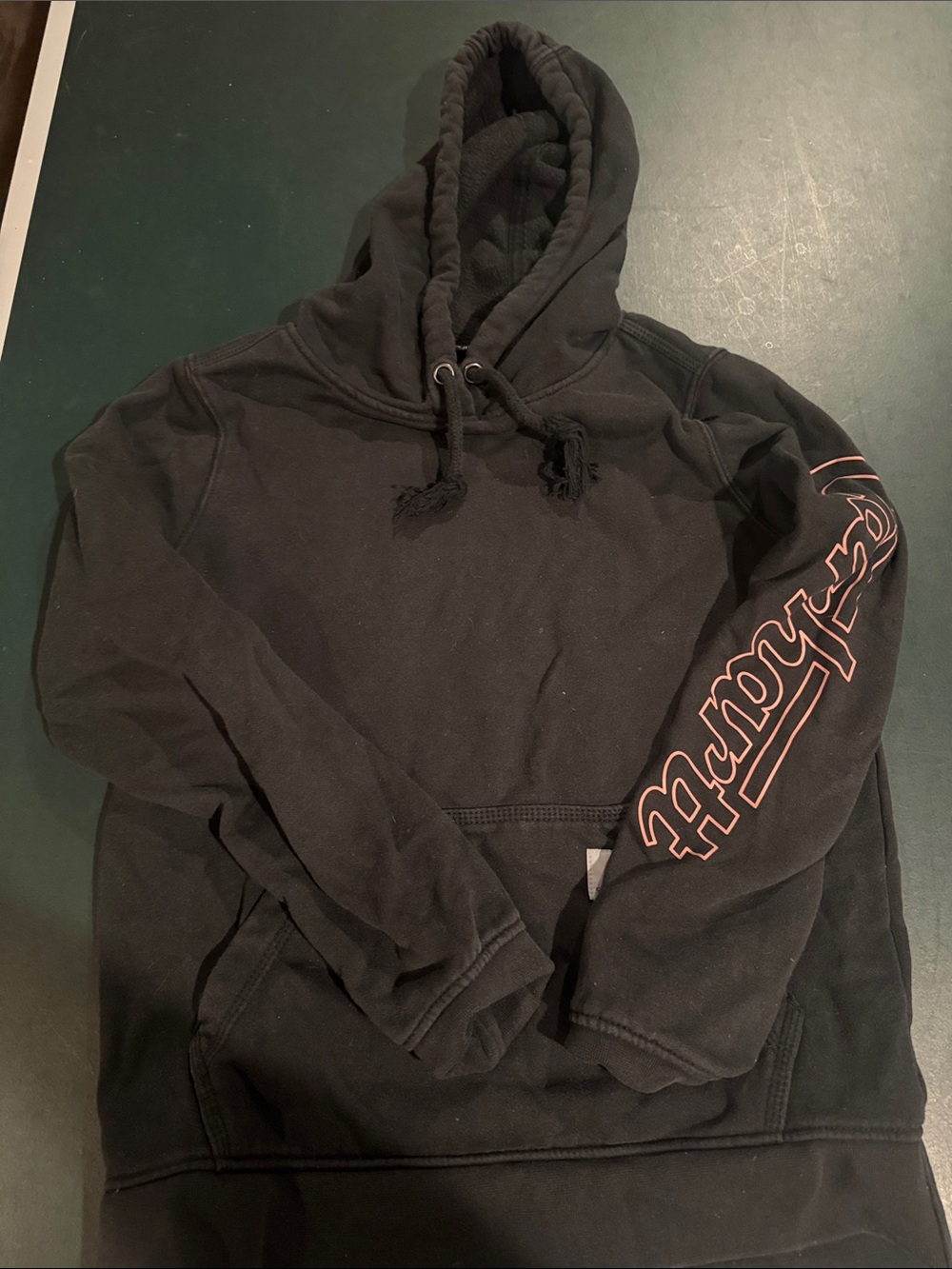 Carhartt Black Hooded Sweatshirt with Script Sleeve Graphic